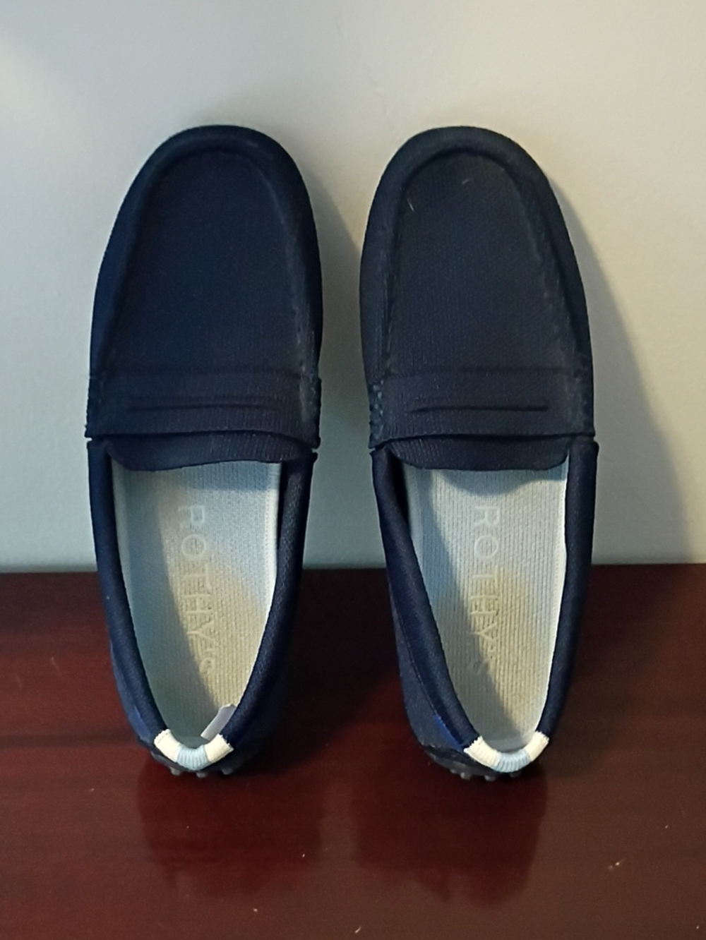 Rothy's Navy and White Women's Driver Slip-On Loafers